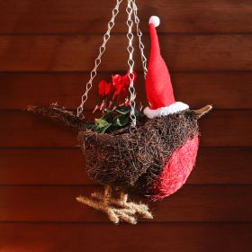Christmas Robin Hanging Basket 29cm